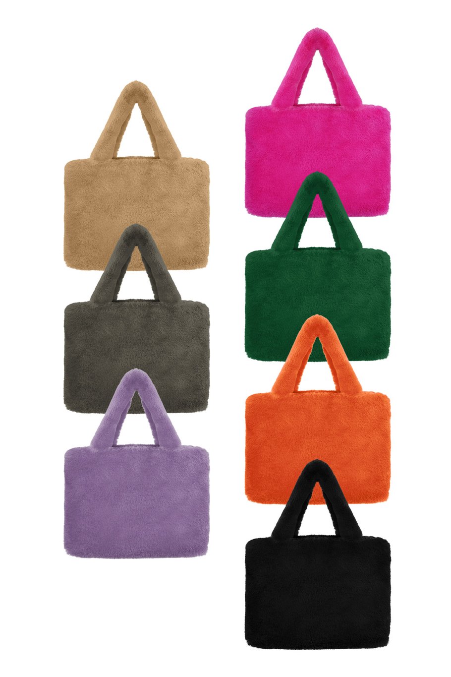 Große Citytasche aus Kunstpelz - Fuchsia Bild5