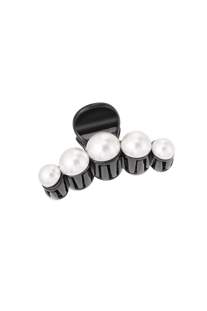 Hair clip large pearls - black 