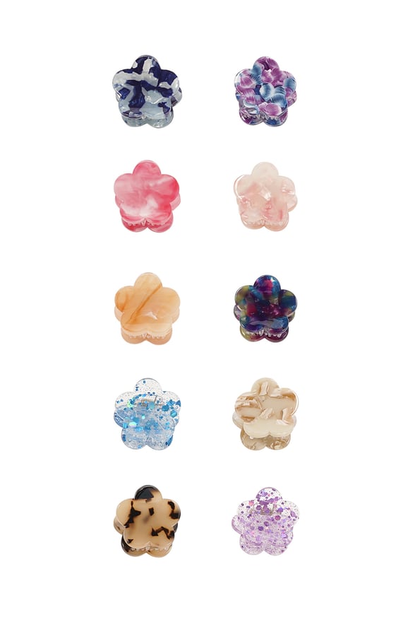 Hair clip box colorful flowers shaped - multi