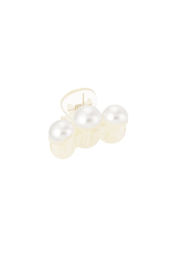 Hair clip 3 pearls white 