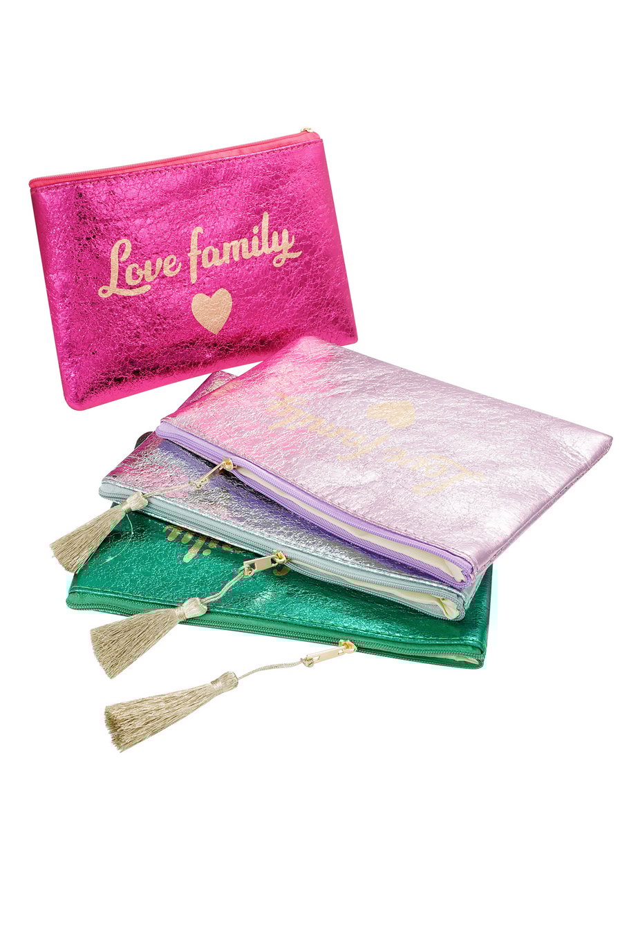 Trousse de maquillage métallisée love family - rose Image3