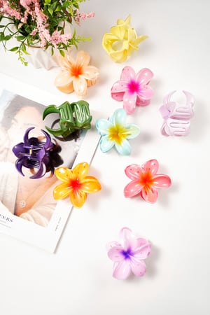 Hair clip with gradient flower Hawaii love - pink purple h5 Picture5