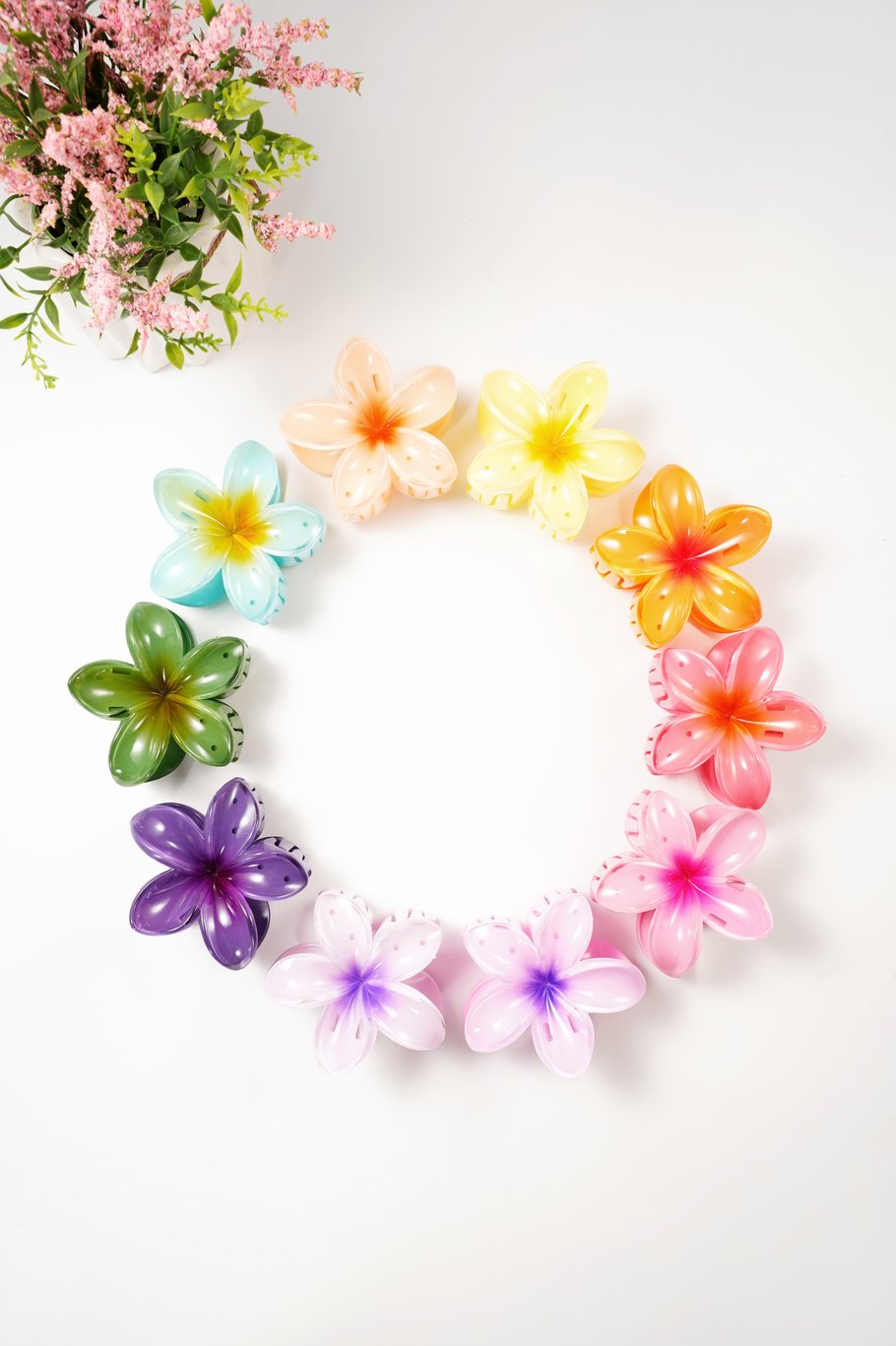 Hair clip with gradient flower Hawaii love - light pink h5Picture6