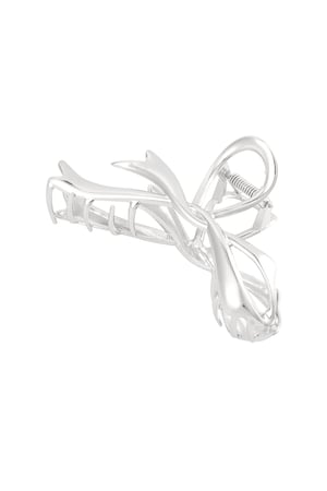 Bow hair clip Silver color h5 