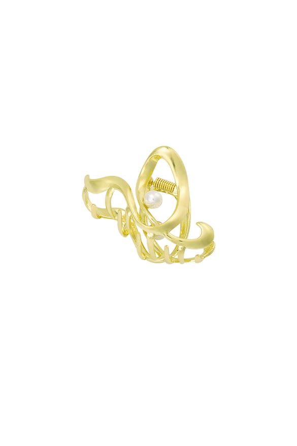 Graceful hair clip Gold Color pearl