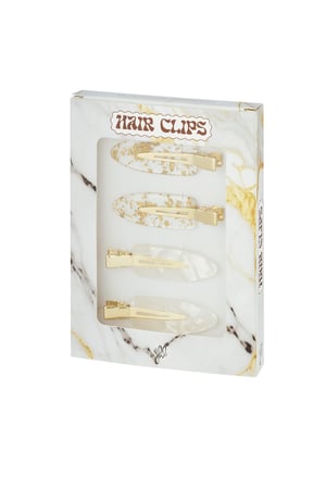 Hair clip box marble - white Gold color h5 Picture3