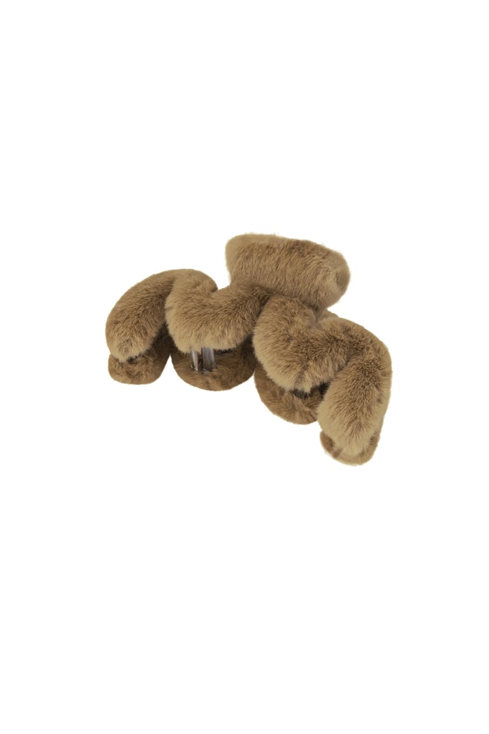 Hair clip fluffy zigzag - brown 