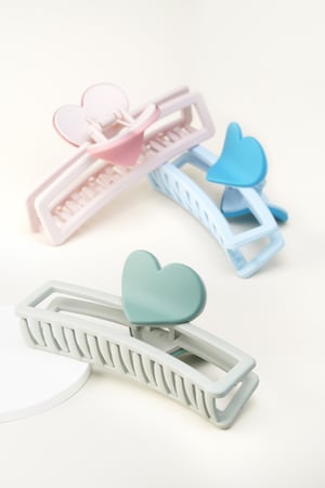 hair clip with heart-shaped handle - green h5 Picture3