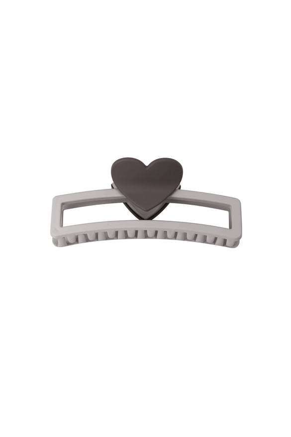 hair clip with heart-shaped handle - dark gray 2