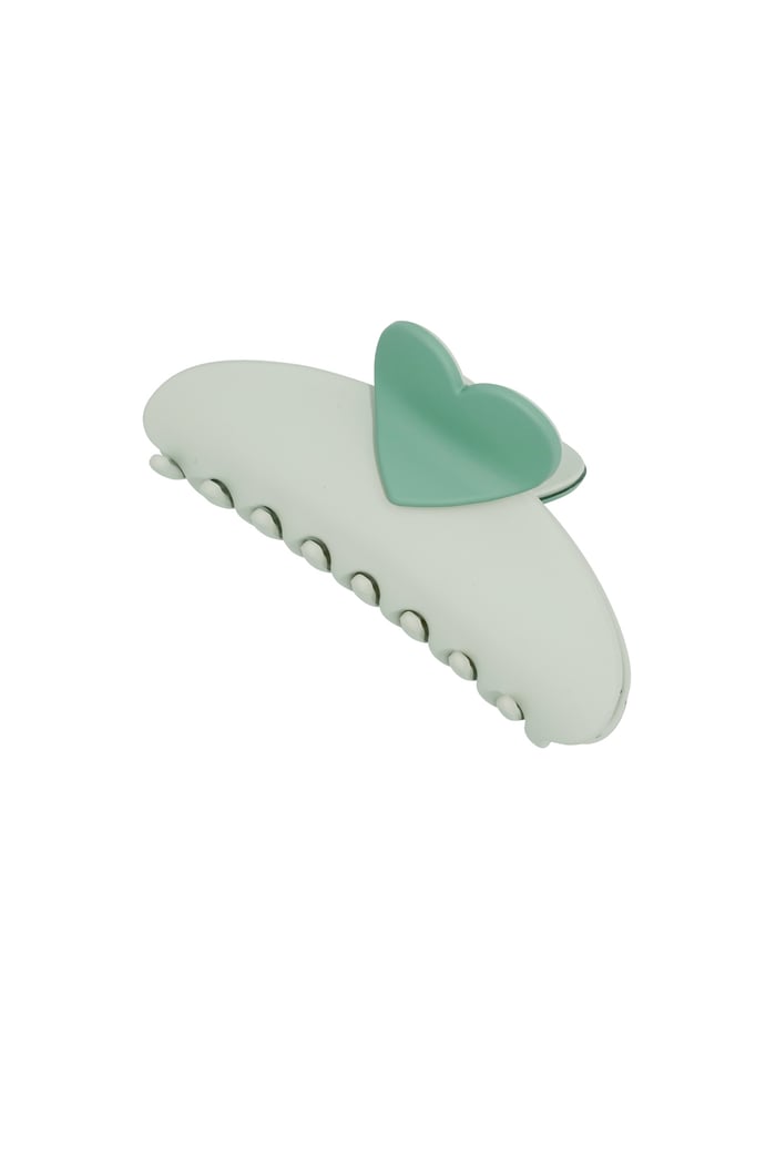 hair clip with heart detail - green 