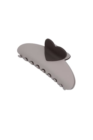 hair clip with heart detail - dark gray h5 