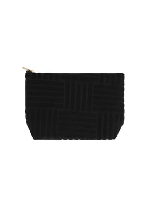 Lightweight Jacquard Travel Makeup Bag - Black h5 