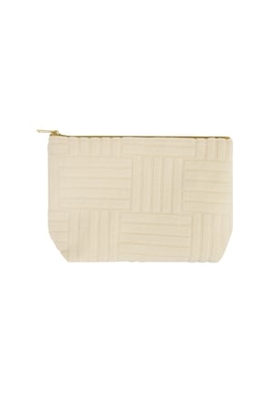 Lightweight Jacquard Travel Makeup Bag - Beige h5 