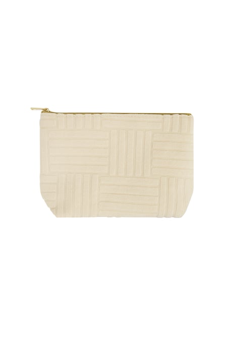 Lightweight Jacquard Travel Makeup Bag - Beige 2