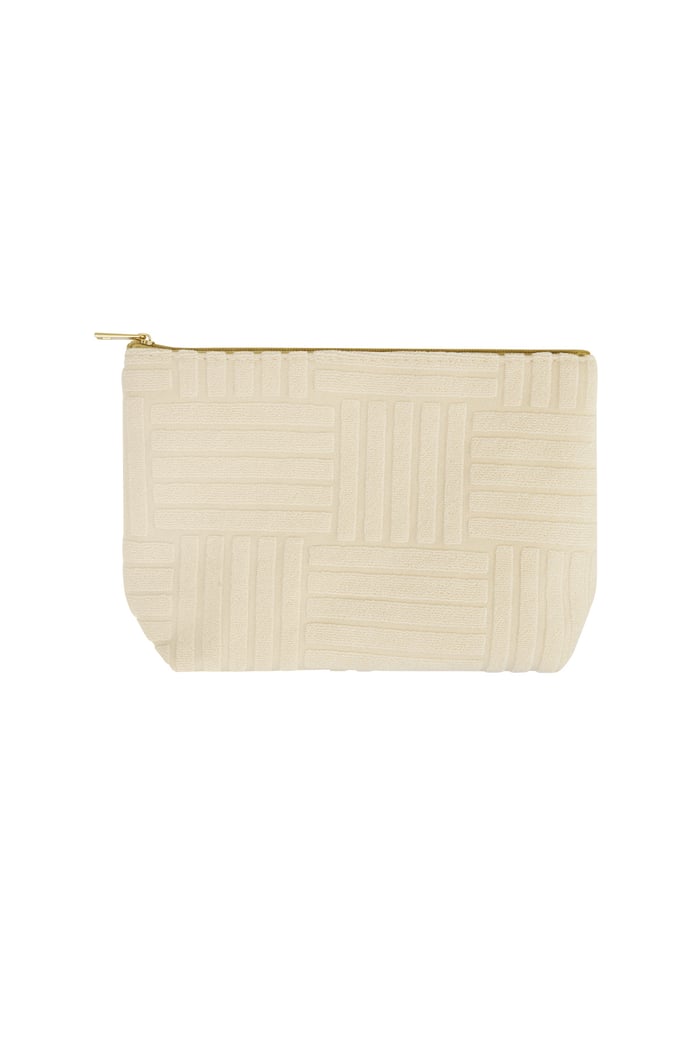 Lightweight Jacquard Travel Makeup Bag - Beige 