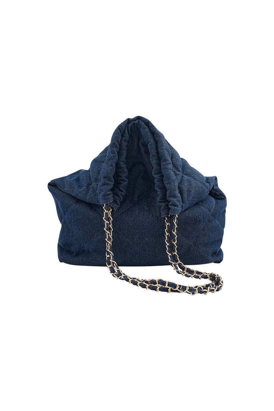 Denim bag with stitched motif and chain - dark blue h5Picture4