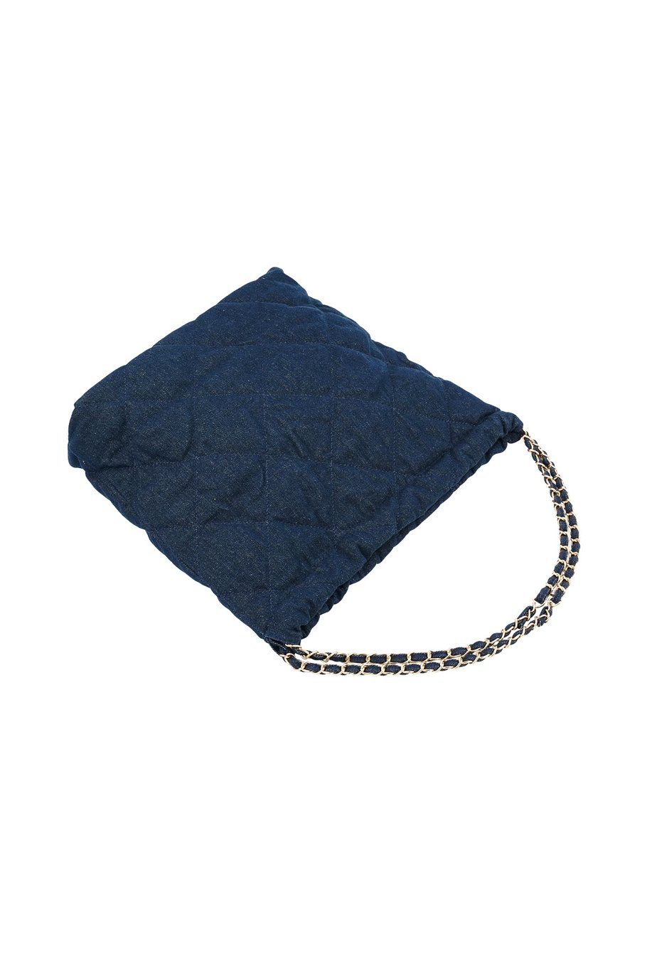 Denim bag with stitched motif and chain - dark blue h5Picture5