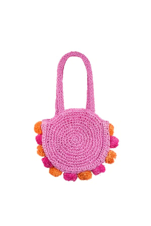 Strandtasche mit Pom Pom - orange rosa h5 