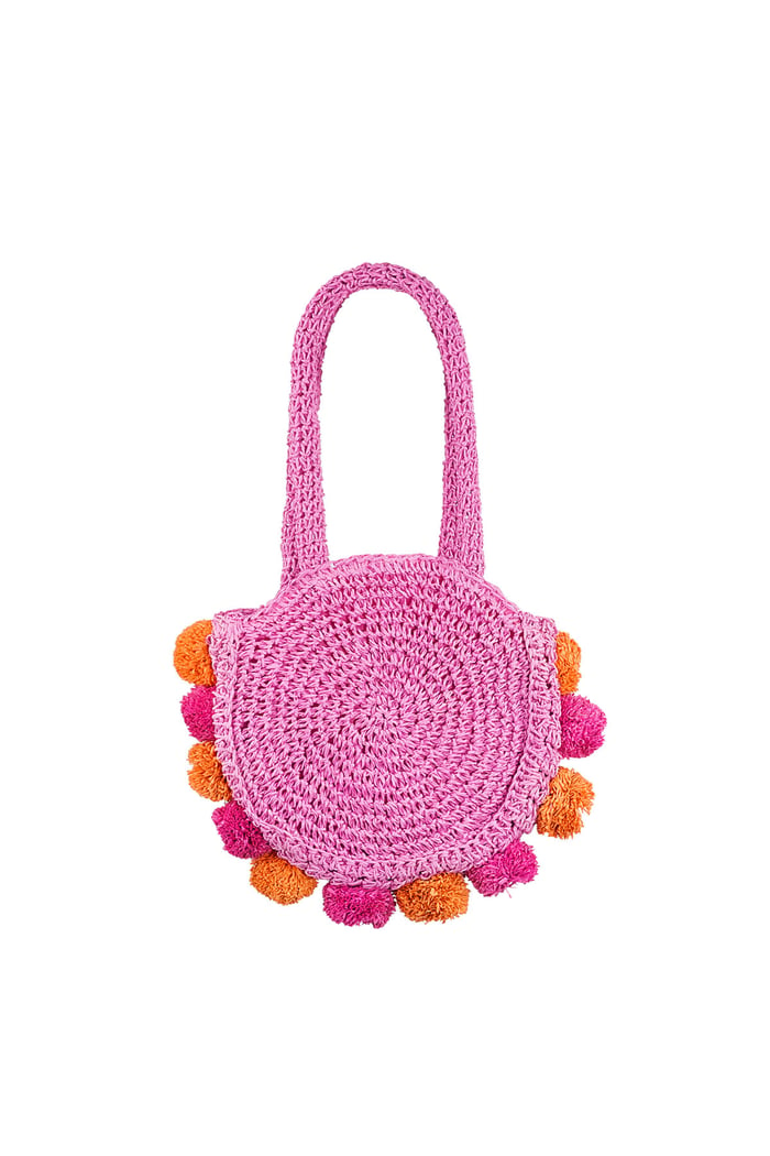 Strandtasche mit Pom Pom - orange rosa 