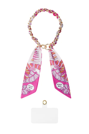 Telephone chain satin scarf - orange pink h5 