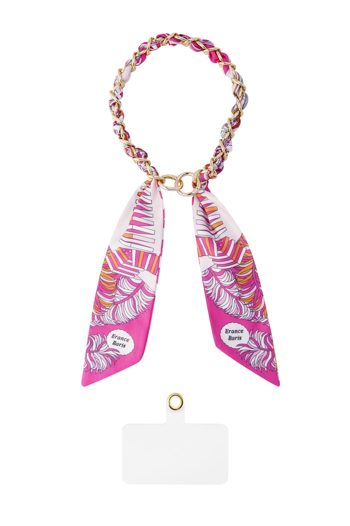 Telephone chain satin scarf - orange pink 