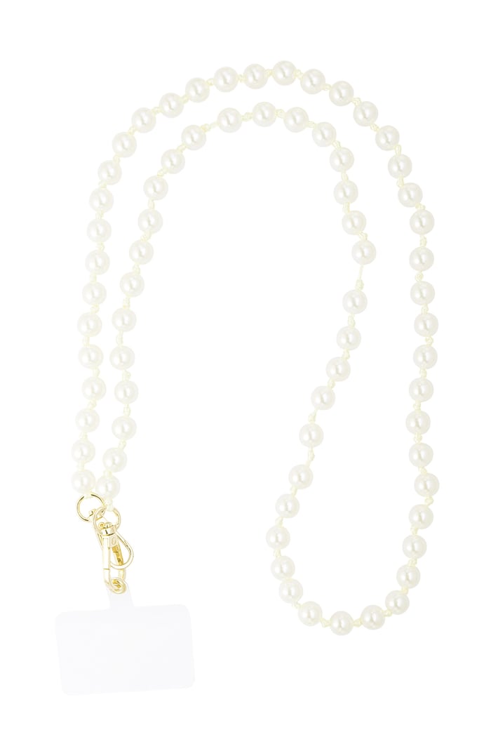 Phone cord pearl addiction - white Gold color 