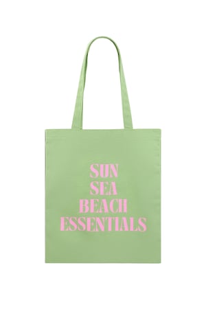 Canvas shopper sun sea beach - green pink h5 