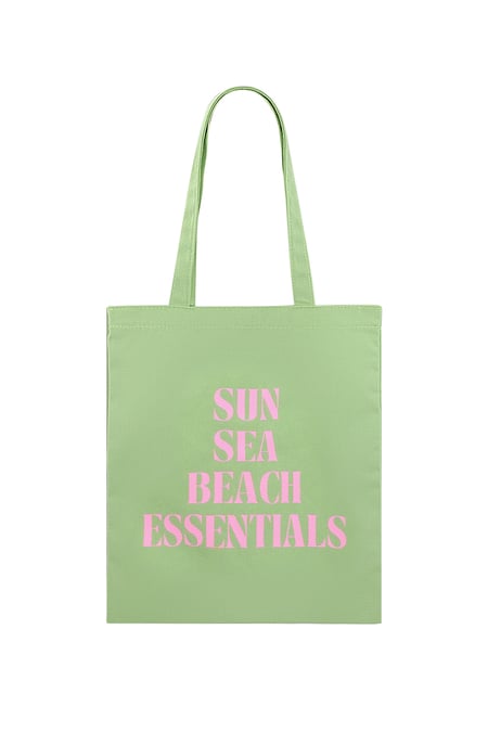 Canvas shopper sun sea beach - green pink 2