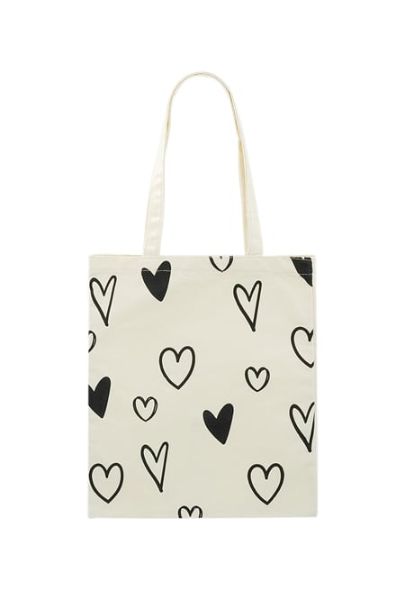 Canvas shopper hearts - white 2