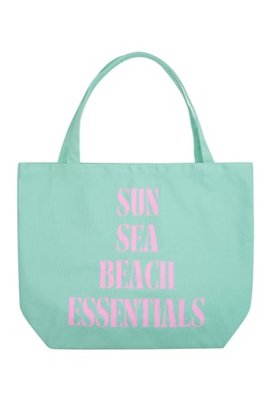 Canvas shopper beach essentials - pink green h5 