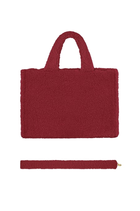 Flauschige Teddytasche - Weinrot 2