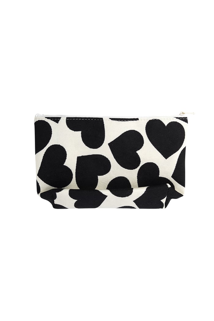 Make-up bag with hearts - black and white Picture4