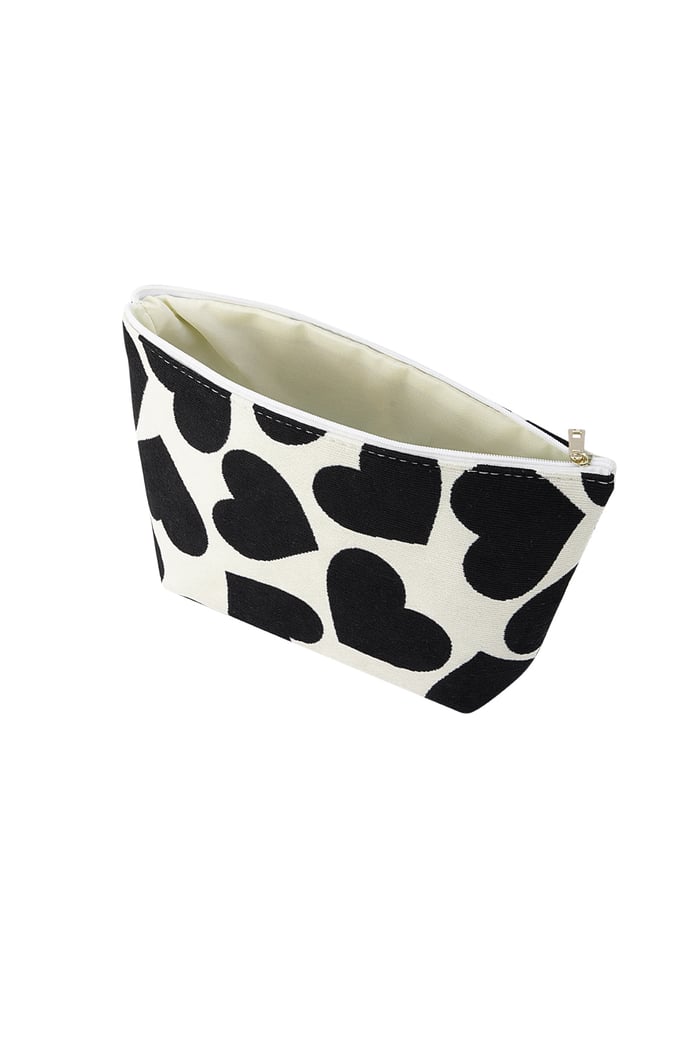 Make-up bag with hearts - black and white Picture3