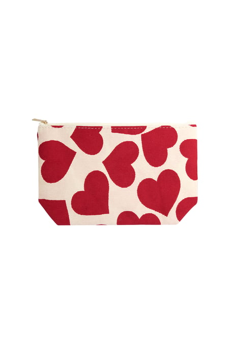 Make-up bag with hearts - red