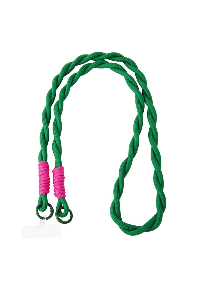 Long telephone cord twisted - dark green & pink 