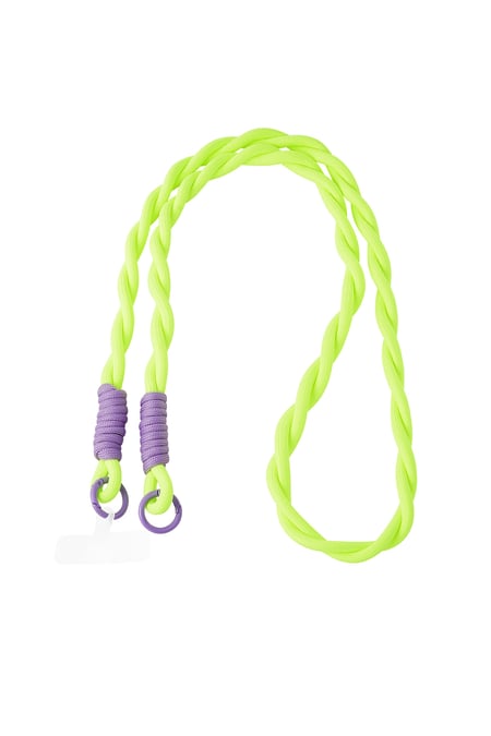 Long telephone cord twisted - neon green and purple