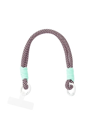 Phone cord with print - black & mint h5 