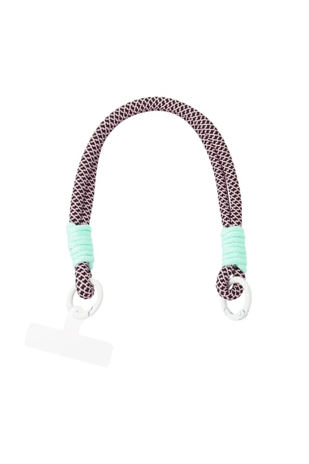 Phone cord with print - black & mint 2