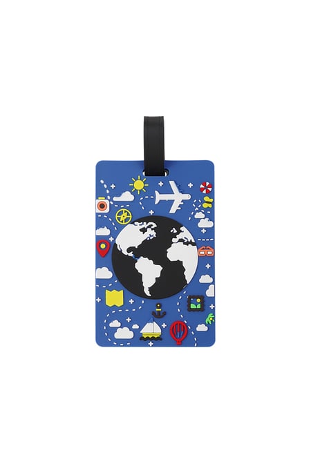 Around the World suitcase tag - blue