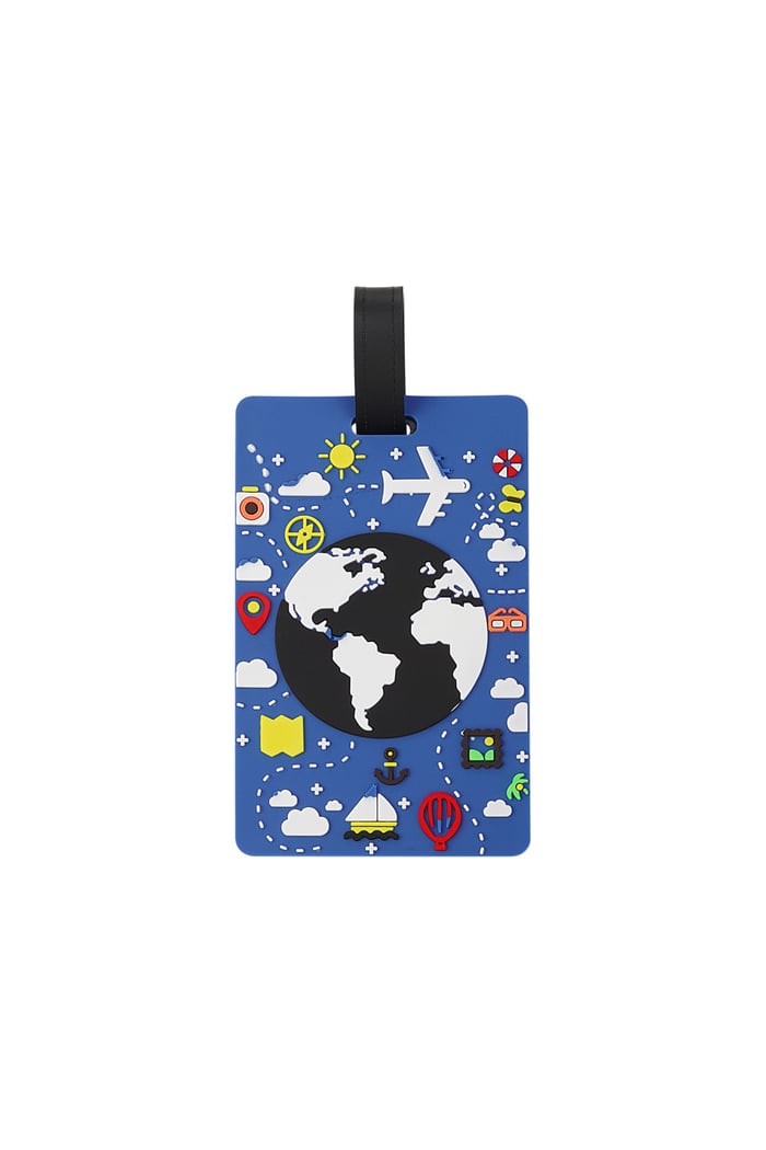 Around the World suitcase tag - blue 