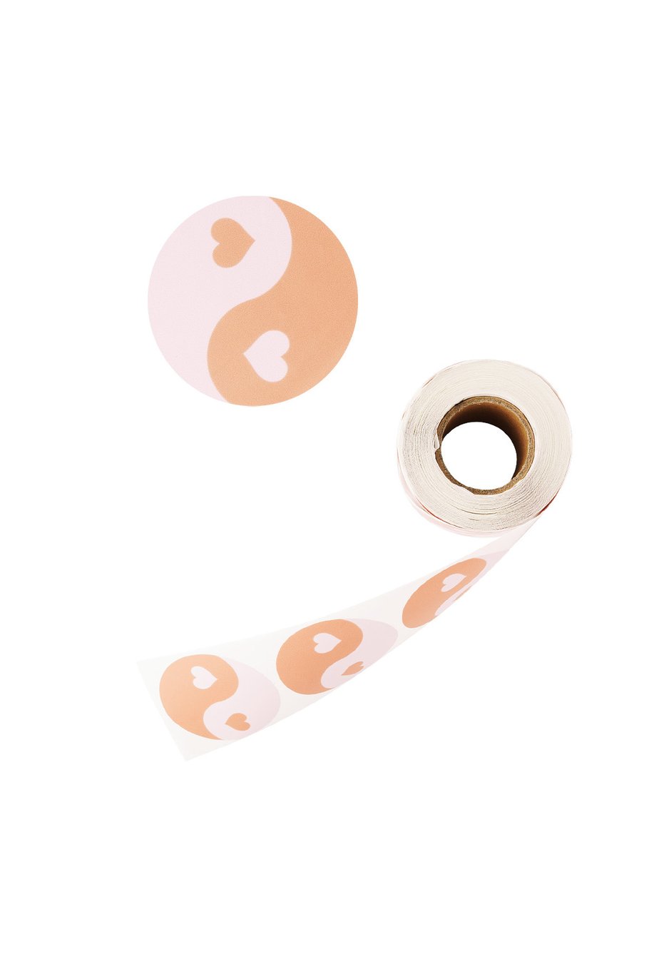 Stickers yin yang heart - Orange pink