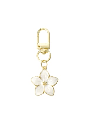 Blossom keyring - white Gold color h5 