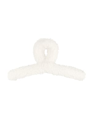 Fluffy Teddy Hair Clip - White h5 