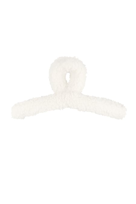 Fluffy Teddy Hair Clip - White