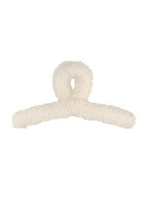 Fluffy teddy hair clip - off white h5 