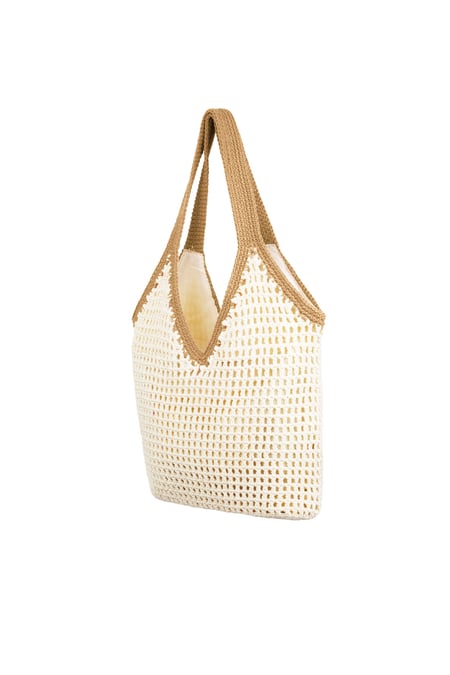 Beach bag with colored handle - brown