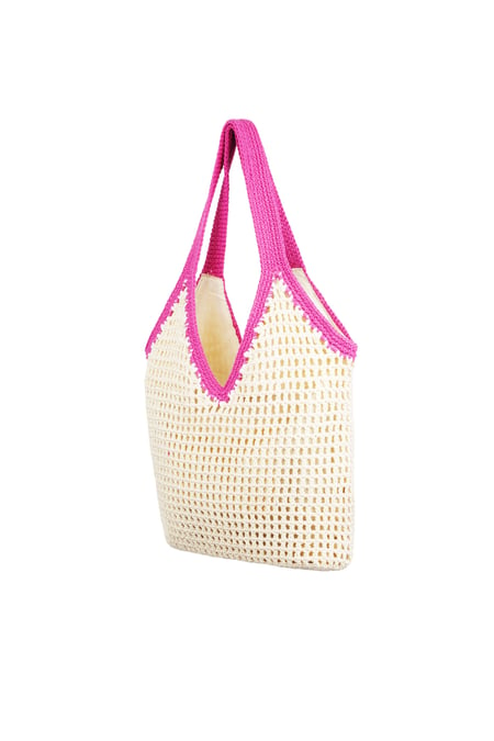 Beach bag with colored handle - fuchsia