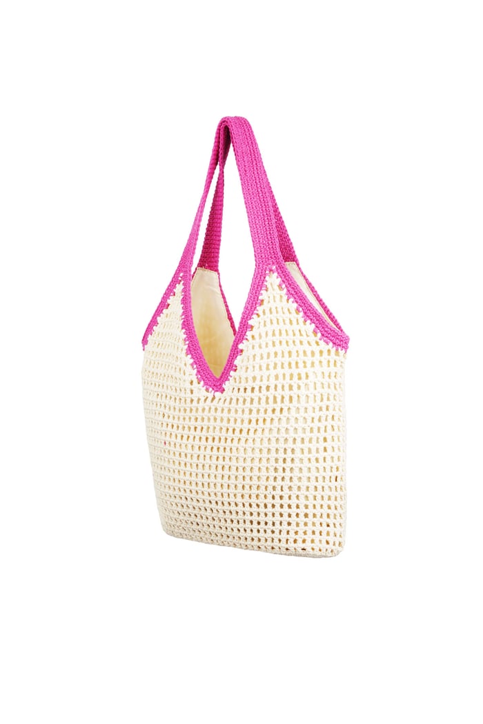 Borsa da spiaggia con manico colorato - fucsia Immagine2