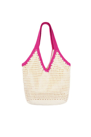 Borsa da spiaggia con manico colorato - fucsia h5 