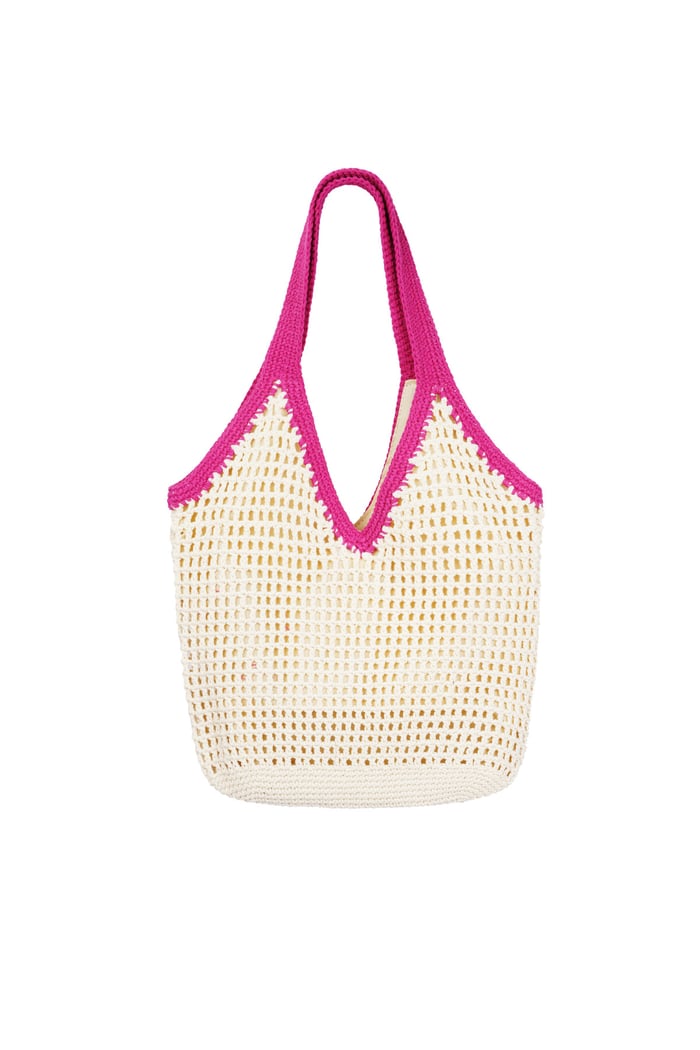 Borsa da spiaggia con manico colorato - fucsia 